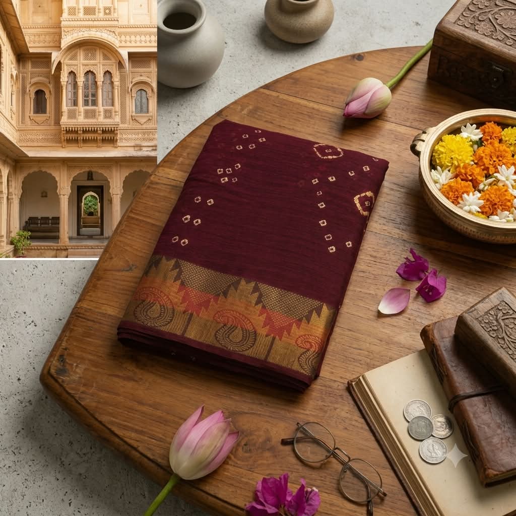 Women's Cotton Bandhani with traditional ethnic design bandhani saree